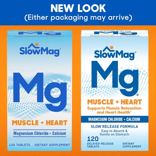 Miniatura 3 de SlowMag Muscle Heart Cloruro de magnesio Calcio 120 unidades y Slow Fe 45mg Suplemento de deficiencia de hierro 60
