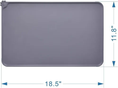 Miniatura 5 de Guardians Tapete de silicona para cuenco de perro y gato, tapete antideslizante para alimentación de mascotas, impermeable, gris, 18.5 x 11.8