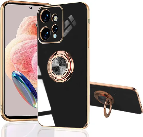 Funda para Xiaomi Redmi Note 12 4G - Slim Fit [Soporte de anillo giratorio] [Lujoso color de metal dorado] Funda de silicona TPU suave [protección a
