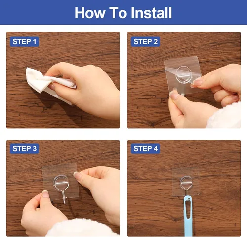 Miniatura 5 de Ganchos adhesivos de pared para colgar abrigos resistentes, 13 libras (máx.), gancho transparente impermeable multiusos, ganchos de acero inoxidable