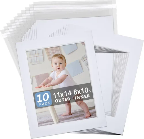 Miniatura 16 de Paquete de 10 tableros de respaldo solamente – Tablas de base blancas sin cortar de 11 x 14 pulgadas, sin ácidos y con núcleo blanco, ideal