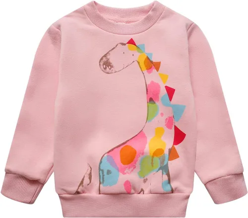 Sudaderas para niñas pequeñas, cuello redondo, sin botones, de manga larga, para invierno, casual, ropa 2T-7T, Dinosaurio