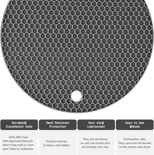Miniatura 6 de Salvamanteles de silicona para platos calientes, soportes de silicona para ollas de cocina, salvamanteles para cocina, salvamanteles para ollas