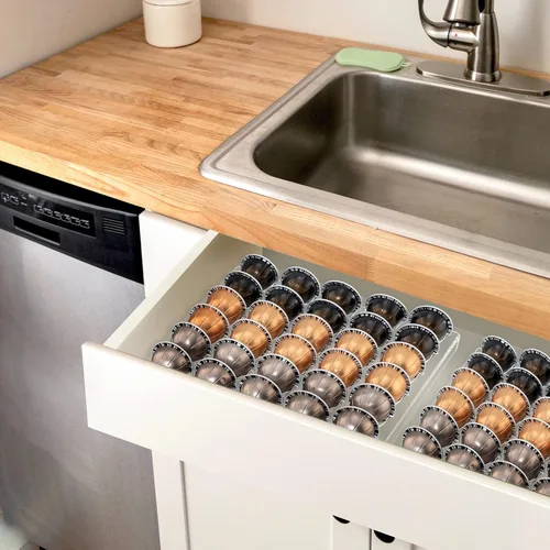 Miniatura 5 de SUMERFLOS Bandeja de Almacenamiento de Cápsulas de Café, Organizador de Inserción para Cajón que Contiene 30 Cápsulas Compatible con Cápsulas