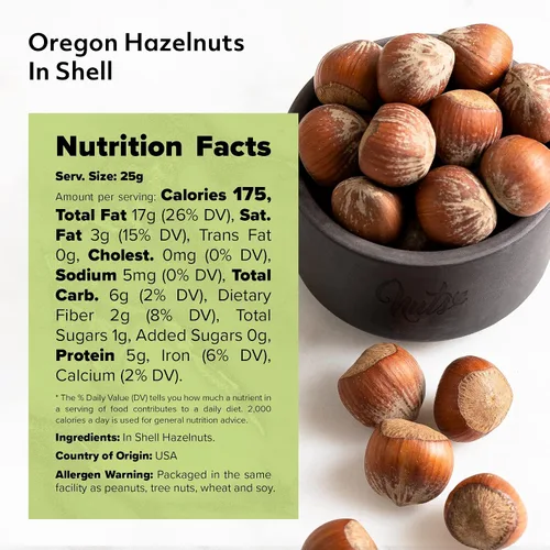 Miniatura 2 de NUTS U.S. - Avellanas de Oregon con cáscara Enteras, crudas y sin sal, sin sabor añadido y sin OMG, sabor a mantequilla fresca y fácil