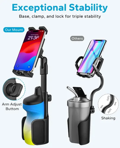 Miniatura 5 de GDZN Soporte para tablet para portavasos de automóvil – [apto para botellas] Soporte para tableta de coche/camión, soporte para tableta, expansor