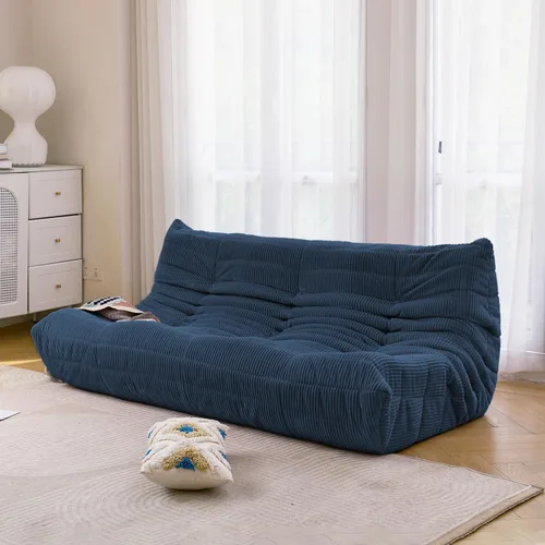 Miniatura 20 de N&V Fireside Sofá de Tres Plazas, Piso de Tamaño Individual Sin Brazos de Mediados de Siglo, Silla de Salón de Piso de Pana Premium Suave, Silla