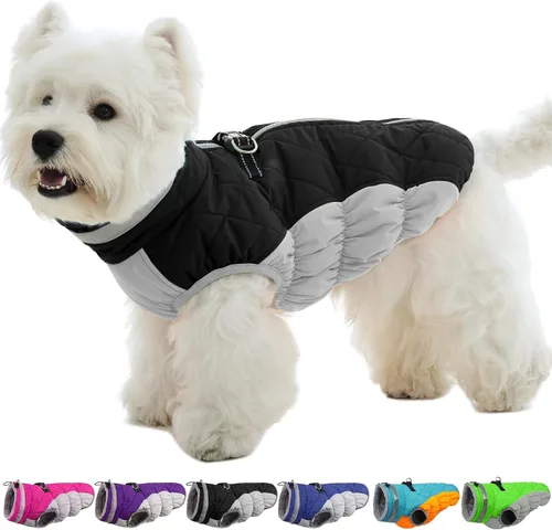 Miniatura 44 de Abrigo de invierno para perro, chaqueta grande para perro, chaqueta impermeable para mascotas con cremallera trasera, abrigo para mascotas con arnés