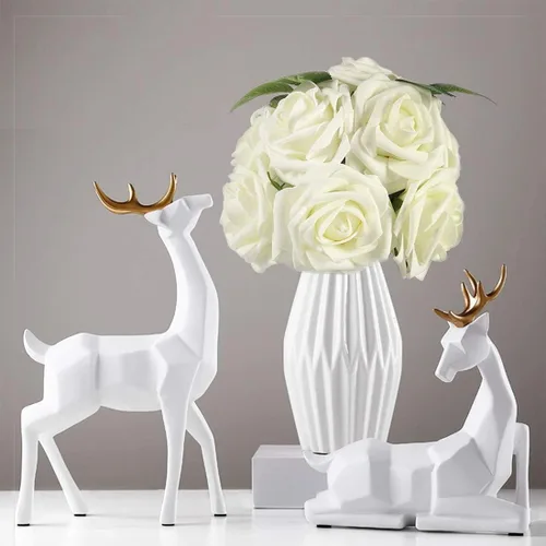 Miniatura 6 de Higfra Flores artificiales, 25 unidades, rosas falsas de aspecto real con tallos para ramos de boda, centros de mesa de baby shower, arreglos Crema