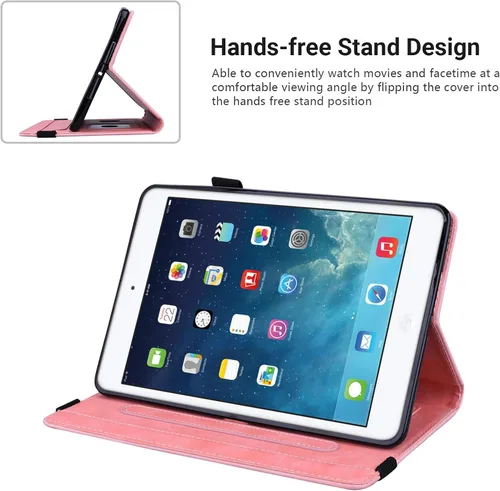 Miniatura 5 de Dteck Funda para iPad mini 5/4/3/2/1 - [Diseño de flores en relieve] Funda tipo folio clásica