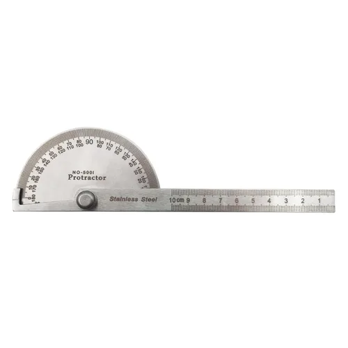 Miniatura 4 de Transportador de ángulo de acero inoxidable, 0-180 grados, regla de carpintería de 3.9 in, herramienta de medición de ángulo