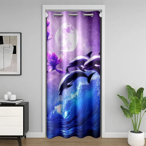Miniatura 30 de Erosebridal Cortina de puerta de teñido anudado, cortina opaca bohemia, cortina exótica abstracta en espiral, elegante cortina hippie para puerta