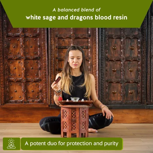 Miniatura 4 de Paquete de salvia blanca con resina de incienso de sangre de dragones, varillas de salvia para limpieza espiritual, alivio del estrés, suministros