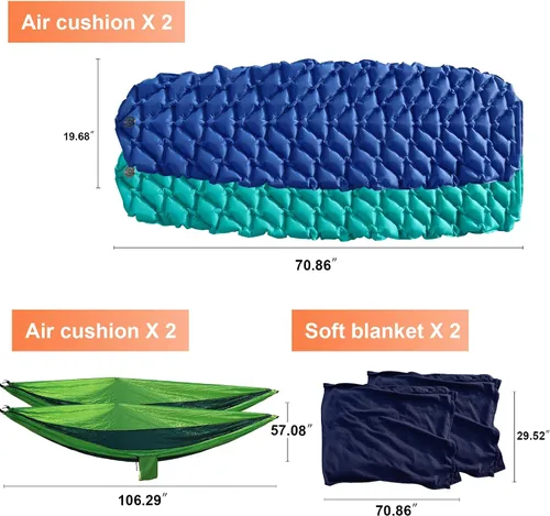 Miniatura 4 de Northroad 9PCS Camping Tent Kit, Including 1 2/3 Person Dome Tent, 2 Sleeping Bag, 2 Sleeping Pad/Camping Mat, 2 Single Camping Hammock with 2 Tree