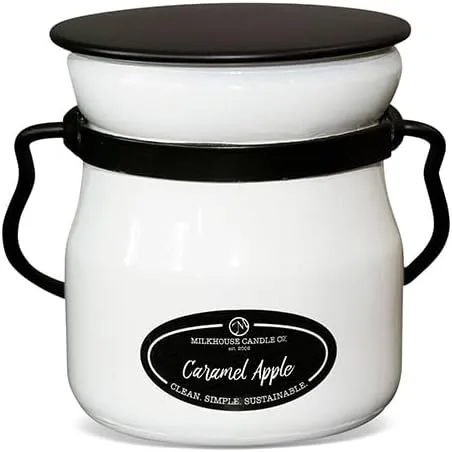 Miniatura 61 de Milkhouse Candle Company Vela de soja de manzana y caramelo, rodajas de manzana, canela, perfumada a vainilla dulce, tarro de mantequilla de 16