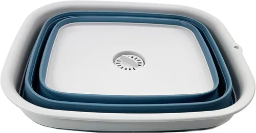 Miniatura 2 de SAMMART Sartén plegable de 15 litros con tapón de drenaje, lavabo de lavado plegable, tina portátil para lavar platos, bandeja de almacenamiento