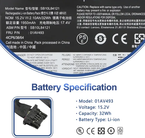 Miniatura 2 de 00UR891 01AV493 SB10L84121 Reemplazo de batería para portátil Lenovo ThinkPad T570 T580 P51S P52S Series 00UR890 00UR892 SB10L84121 SB10L84122