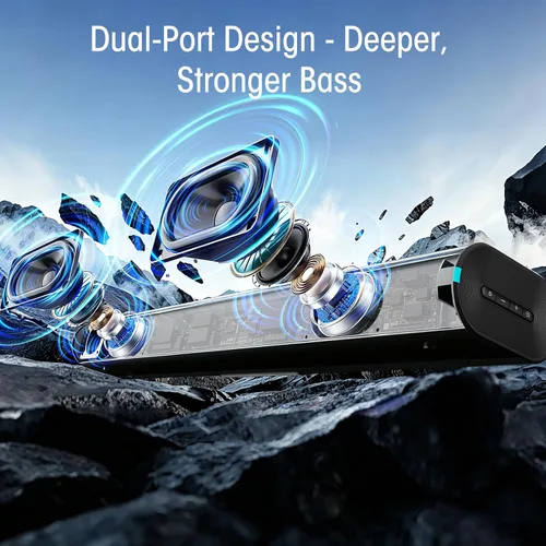 Miniatura 4 de BESTISAN Barra de sonido con graves mejorados: woofer doble más grande y puertos de graves duales, barra de sonido para Smart TV, barra de sonido