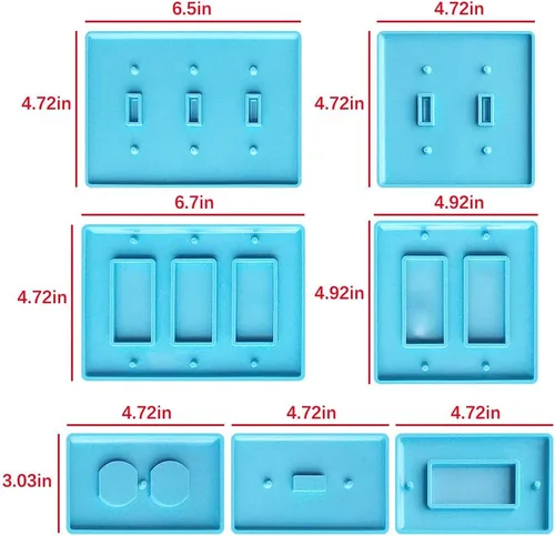 Miniatura 3 de 7 moldes de resina para cubierta de interruptor de luz, molde de yeso para panel de enchufe de interruptor para resina epoxi, moldes de silicona