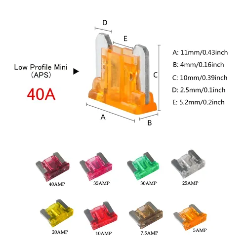 Miniatura 2 de Fusible automotriz de perfil bajo, 200 piezas de bajo perfil, fusible de 40 A, protección contra cortocircuitos, fusible de automóvil para vehículo