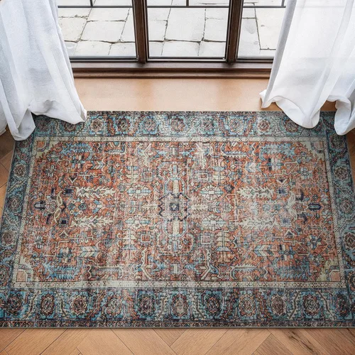 Miniatura 64 de Bloom Rugs - Alfombra lavable, antideslizante, de 1,83 x 2,74 m, color beige/blanco claro con borde tradicional, para sala de estar, dormitorio
