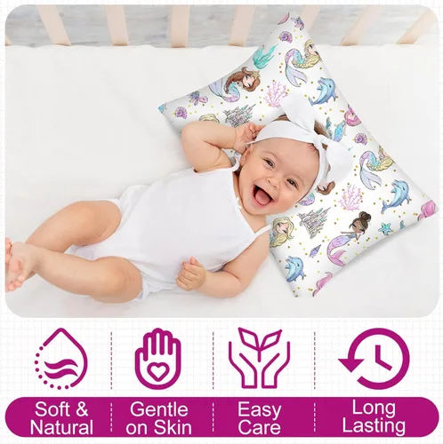 Miniatura 3 de Ganeen 2 fundas de almohada de sirena para niños pequeños, tamaño 14 x 19 pulgadas, se adapta a 12 x 16 pulgadas o 13 x 18 pulgadas, funda
