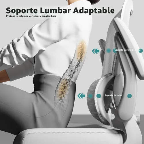 Miniatura 6 de Silla de oficina – Silla de escritorio ergonómica con soporte lumbar ajustable, silla de computadora de malla, silla ejecutiva para oficina en casa