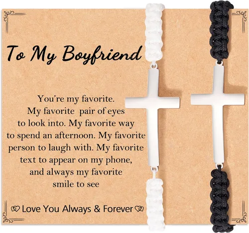 Tarsus Pulseras cruzadas a juego para parejas, novio, marido, novia, esposa, hombres, mujeres, adultos, Pascua, Navidad, día de San Valentín,