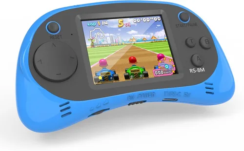 Juegos de mano para niños, videojuego retro de 16 bits con 220 juegos electrónicos HD, juego de viaje portátil IPS de 2.5 pulgadas, regalos para Azul