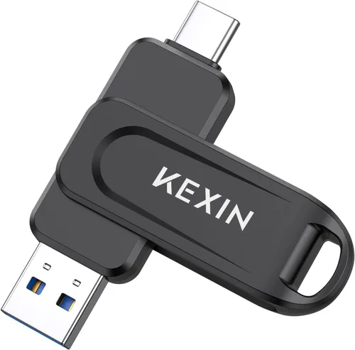 Miniatura 9 de KEXIN Unidad flash dual de 32 GB, paquete de 2 unidades USB-A y tipo C 3.0 100 MB/s, unidad USB giratoria de 32 GB para teléfono inteligente