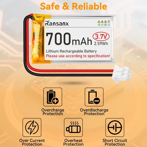 Miniatura 2 de Batería Lipo de 3.7 V 700 mAh 702540 Batería recargable de polímero de litio con conector Micro JST 2.0 Circuito de protección integrado