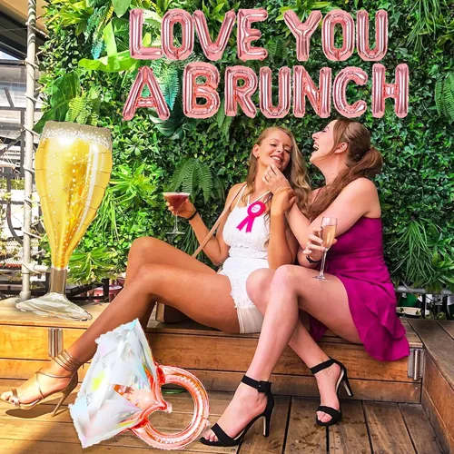 Miniatura 5 de LaVenty Juego de 48 globos de oro rosa Love You a Brunch y decoración para despedida de soltera, fiesta