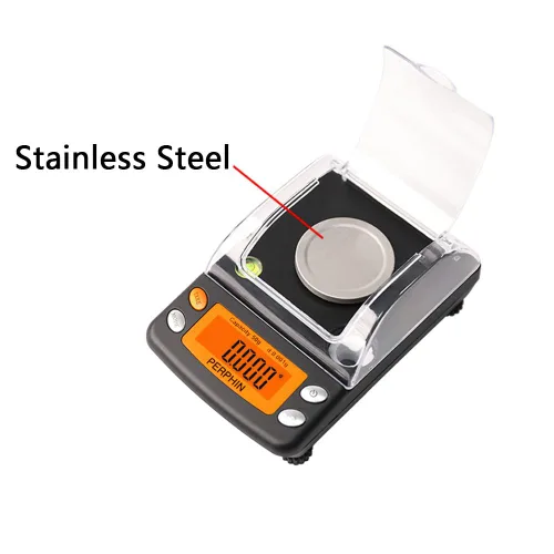 Miniatura 7 de Báscula de miligramo, doble alimentación, pantalla grande, escala de mg, pies ajustables, 1.76 oz x 0.00 oz, negro, báscula digital de polvo