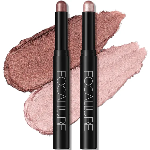 Miniatura 15 de FOCALLURE 2 unidades de sombra de ojos en barra crema, lápiz de sombra de ojos iluminador, juegos de sombra de ojos con fórmula a prueba de arrugas