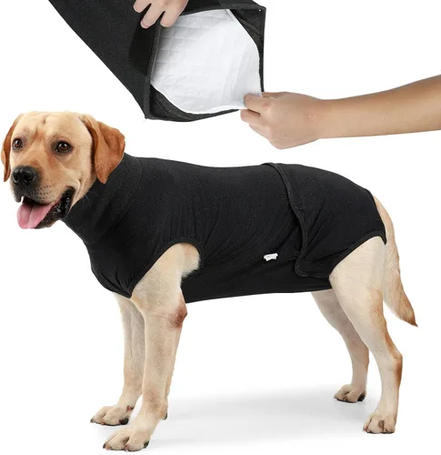 HEYWEAN Pañal para perros de cuerpo completo con pañales para cachorros, traje de recuperación fisiológica para perros machos y hembras Negro clásico