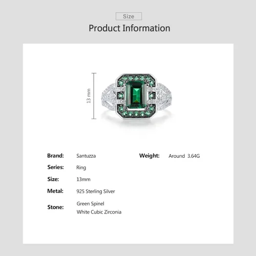 Miniatura 4 de Santuzza Anillo de plata de ley 925 con circonita cúbica para mujer, Plata Esterlina Gema, Zirconia cúbica