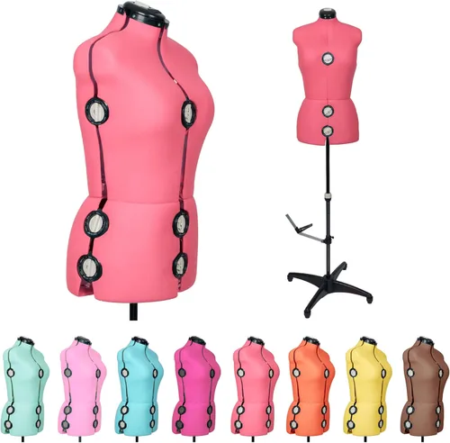 Miniatura 10 de BHD BEAUTY Beige 13 Dials Maniquí femenino ajustable de tela con forma para costura, torso de maniquí con soporte de trípode, hasta 70" de altura
