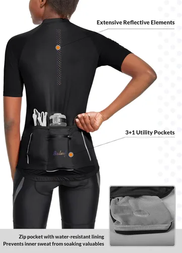 Miniatura 2 de BALEAF Camiseta de ciclismo para mujer, manga corta, con bolsillos, transpirable, para el verano
