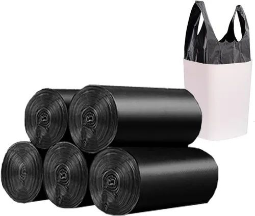 Miniatura 12 de 200 bolsas de basura de 4 galones, pequeñas bolsas de basura coloridas con asa para el hogar, oficina, baño, papelera Colorido