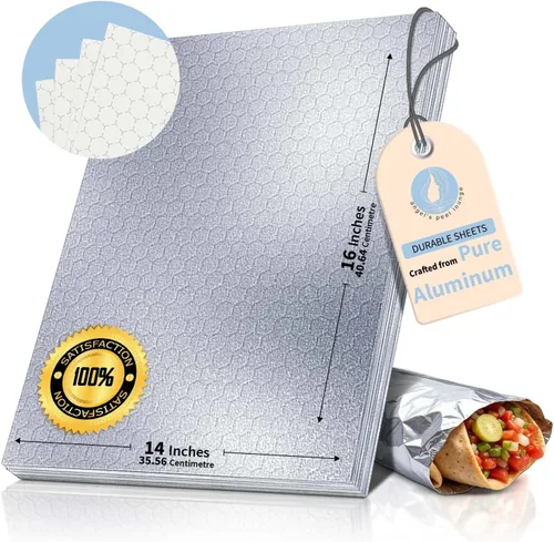 Miniatura 2 de ANGEL'S PEEL LOUNGE Hojas de papel de aluminio resistentes — Hojas de papel de aluminio que retienen el calor para burritos, sándwiches