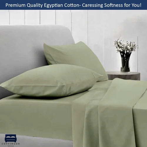Miniatura 9 de Cottingon Juego de Sábanas Split King para Cama Ajustable, Sábanas de Cama 100% Algodón Egipcio, Incluye 2 Sábanas Bajeras Twin XL de 39X80 Salvia
