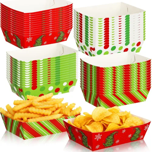 Miniatura 8 de Dunzoom 24 platos de papel para el día de San Patricio, bandejas para alimentos, cuenco de trébol verde, desechable, trébol irlandés, nacho, hot