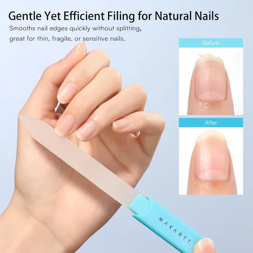 Miniatura 3 de Makartt Lima de Uñas - Lima de Uñas de Cristal con Estuche, Limas de Uñas de Cristal con Chorro de Arena de Doble Cara para Uñas Naturales, Buffer