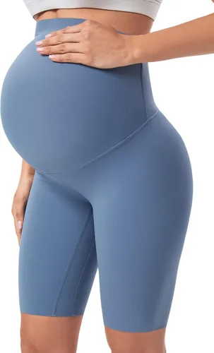 Buttergene Pantalones cortos de maternidad sobre el vientre, pantalones cortos de motociclista para embarazo, pantalones cortos de entrenamiento