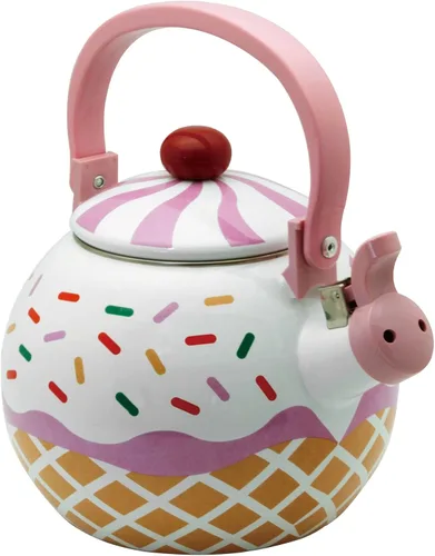 Miniatura 11 de UP ware - Hervidor de té silbante esmaltado en acero, tetera para estufa (1.6 cuartos de galón, manzana)