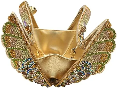 Miniatura 5 de Boutique De FGG Monederos de mano de cristal para mujer, elegante bolso de noche con diamantes de imitación, paloma de graduación, bolso de mano