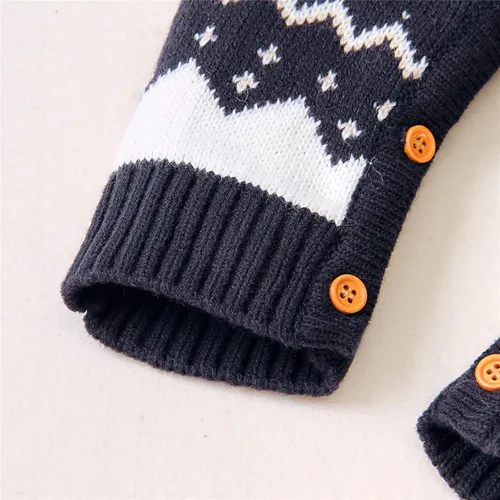 Miniatura 7 de Gueuusu Conjunto unisex de Navidad con estampado de dibujos animados, manga larga, suéter de punto, overol cálido para invierno
