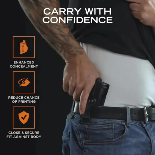 Miniatura 6 de Funda IWB redondeada - Portador oculto en la cintura, fabricado en Estados Unidos, Concealment Express, Kydex de fibra de carbono negro, listo
