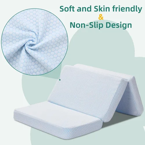 Miniatura 6 de Colchón triple Pack and Play, 38 x 26 pulgadas, colchón de espuma viscoelástica de doble capa Pack N Play, colchón transpirable portátil para Pack N