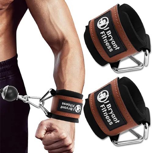 Miniatura 9 de J Bryant Muñequeras de fitness para máquinas de cable, correas de muñeca ajustables resistentes con acolchado de neopreno de 0.276 in para Negro